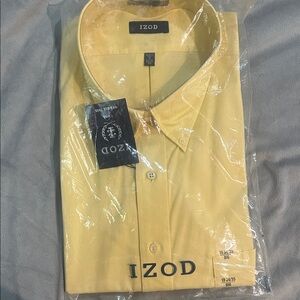 1–Izod Men's Yellow Dress Shirt and 1— Arrow yellow button down long  sleeve